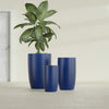 Lisbon Large Round Fiberglass Planter - 24 in x 24 in x 36 in - Matte Cobalt Blue - Matte Cobalt Blue,24 in x 24 in x 36 in