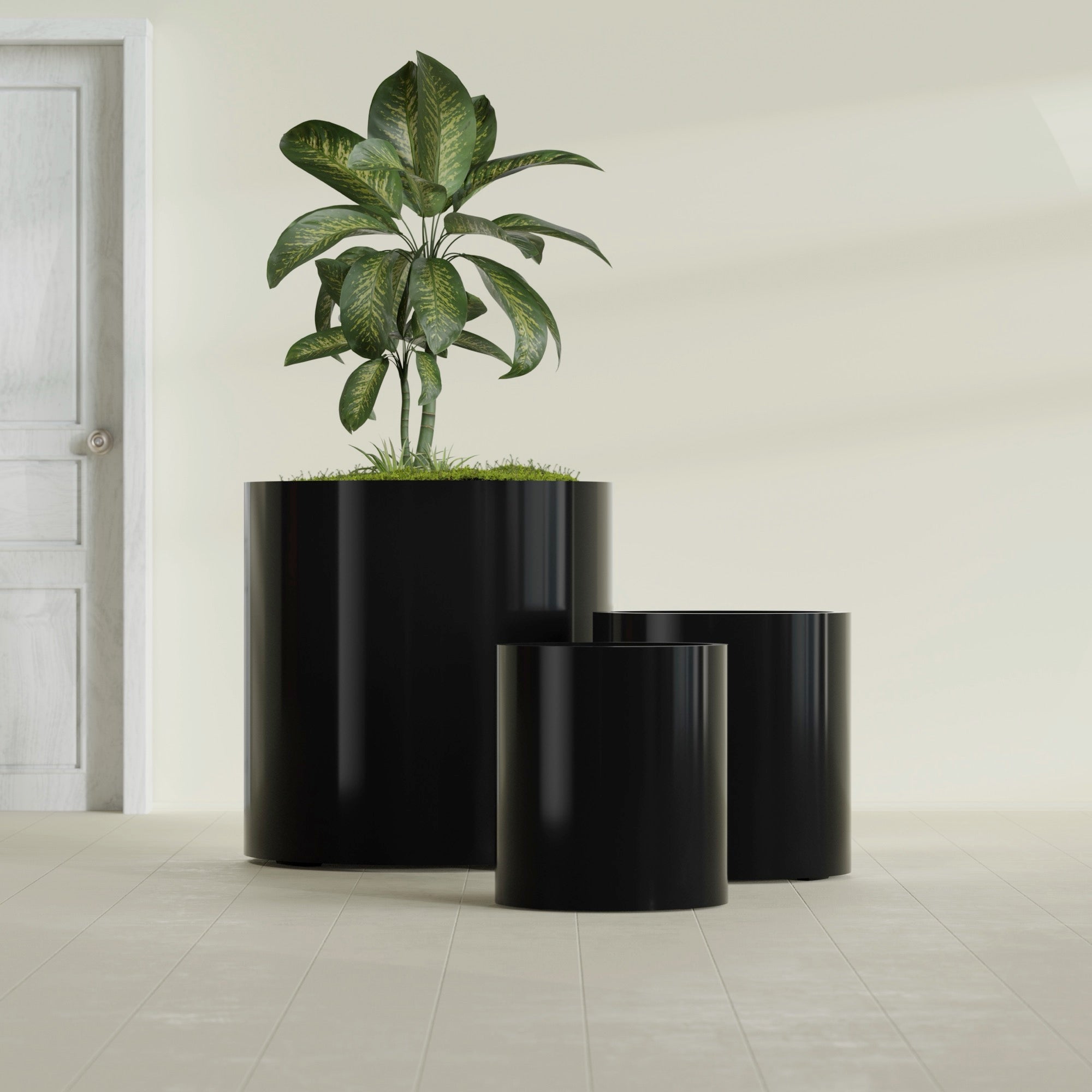Rio Grande Medium Round Fiberglass Planter - 22 in x 22 in x 22 in - Gloss Black - Gloss Black,22 in x 22 in x 22 in