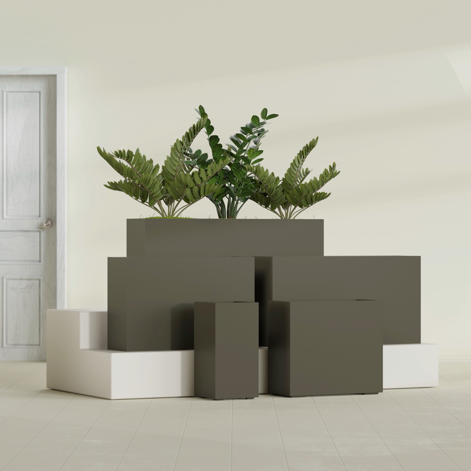 Potsdam Extra Large Long Rectangle Fiberglass Planter - 72 in x 16 in x 32 in - Matte Bronze - Matte Bronze,72 in x 16 in x 32 in
