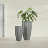San Jose Large Tall Round Fluted Fiberglass Planter - 16 in x 16 in x 30 in - Metallic Gunmetal - Metallic Gunmetal,16 in x 16 in x 30 in