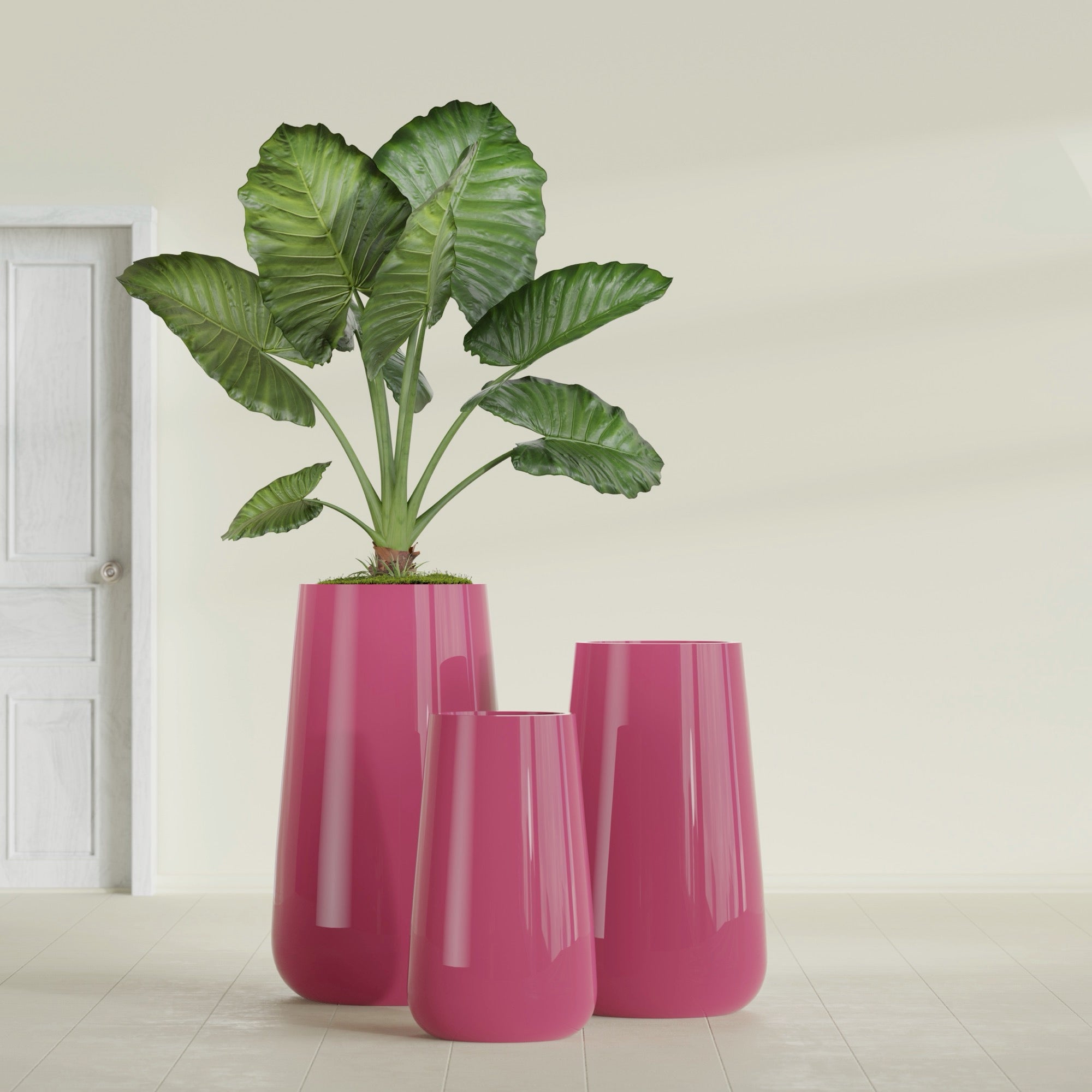 Saigon Large Tapered Round Planter - 16 in x 21 in x 36 in - Gloss Pink Violet - Gloss Pink Violet,16.4 in x 20.7 in x 36 in
