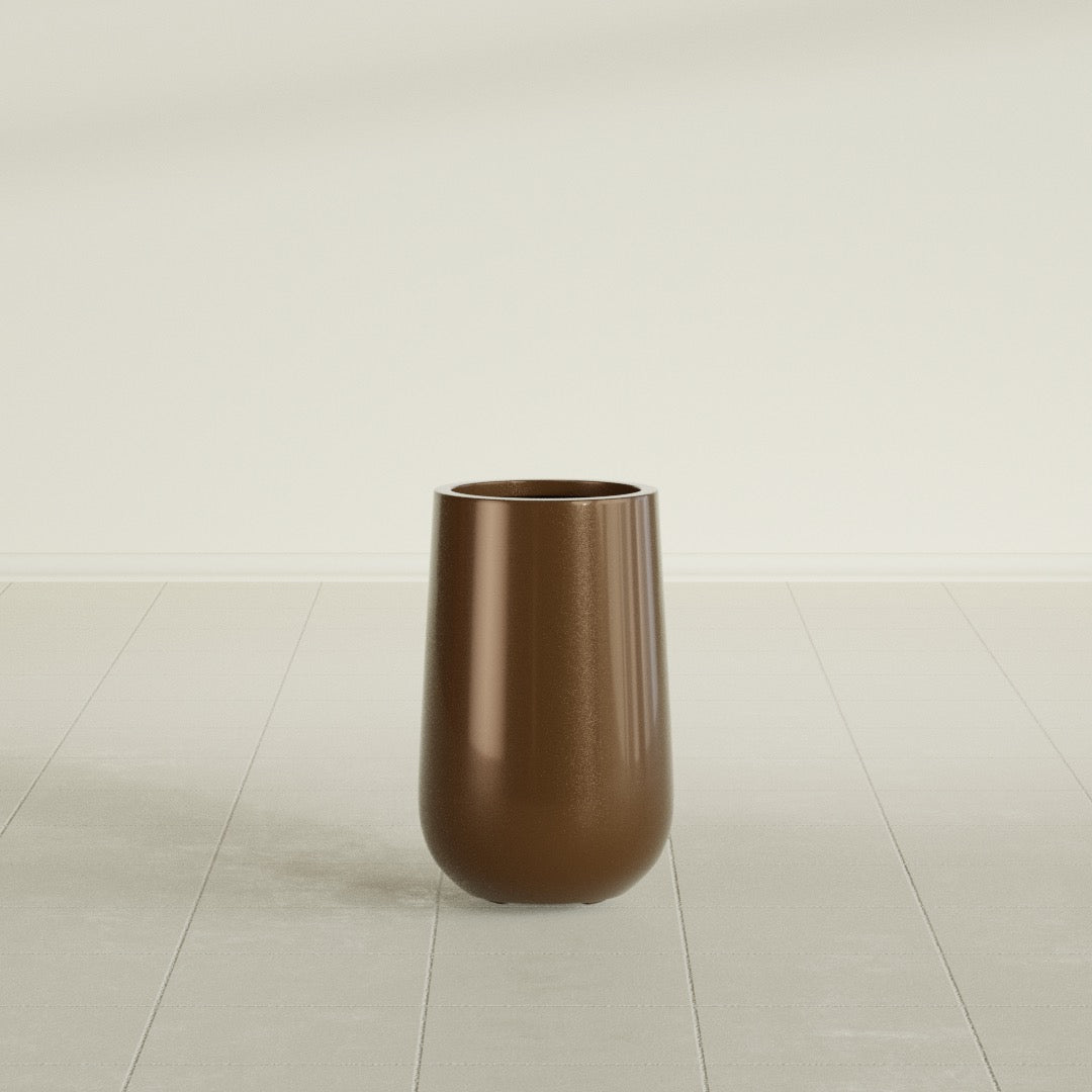 Tall Hayden Medium Round Fiberglass Planter - 18 in x 18 in x 29 in - Metallic Bronze - Metallic Bronze,18 in x 18 in x 29 in