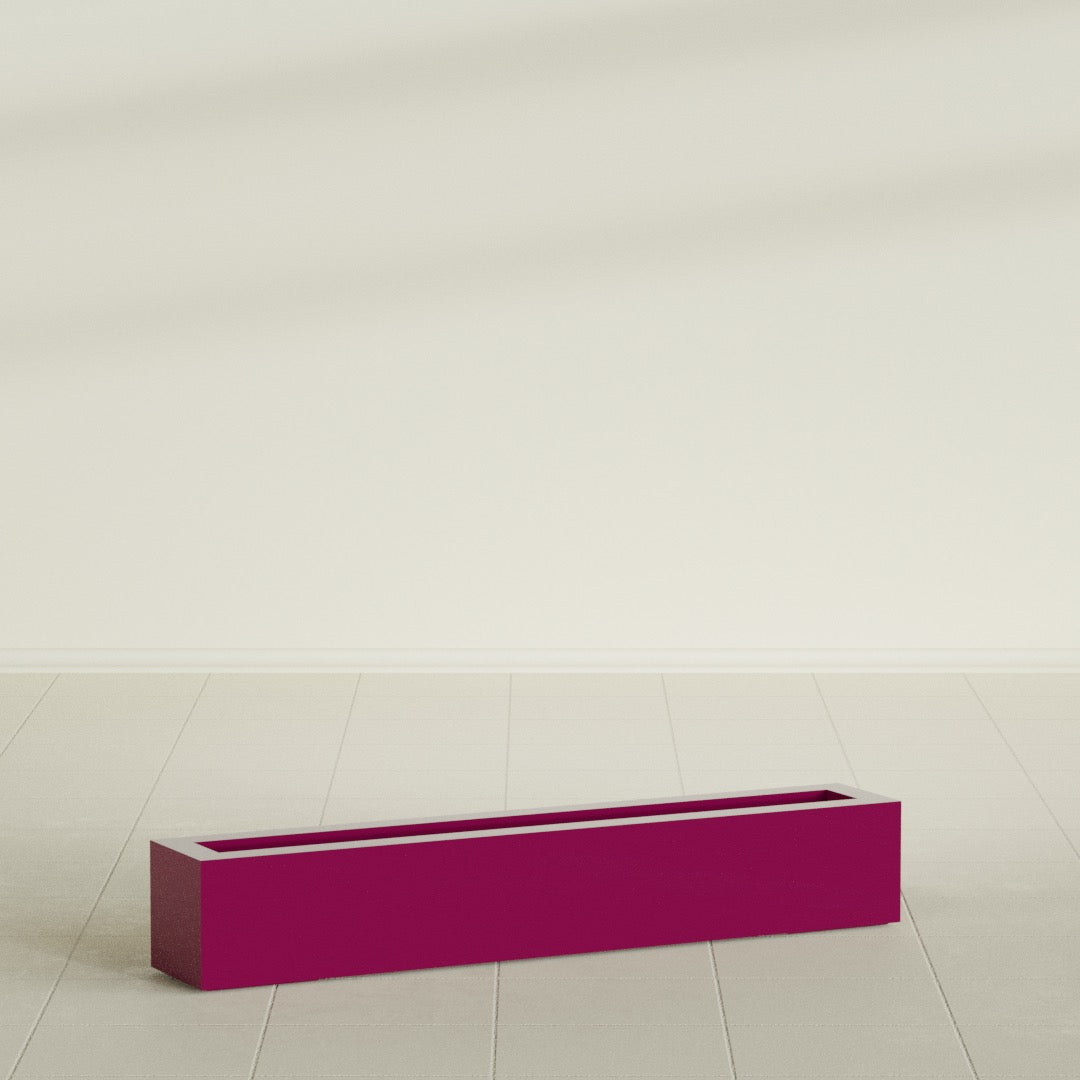Salon Large Tall Rectangle Fiberglass Planter - 48 in x 8 in x 8 in - Gloss Eggplant - Gloss Eggplant,48 in x 8 in x 8 in