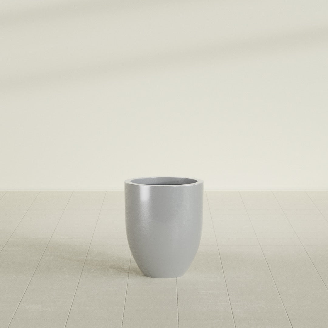 Valencia Small Round Fiberglass Planter - 15 in x 15 in x 18 in - Metallic Silver - Metallic Silver,15 in x 15 in x 18 in