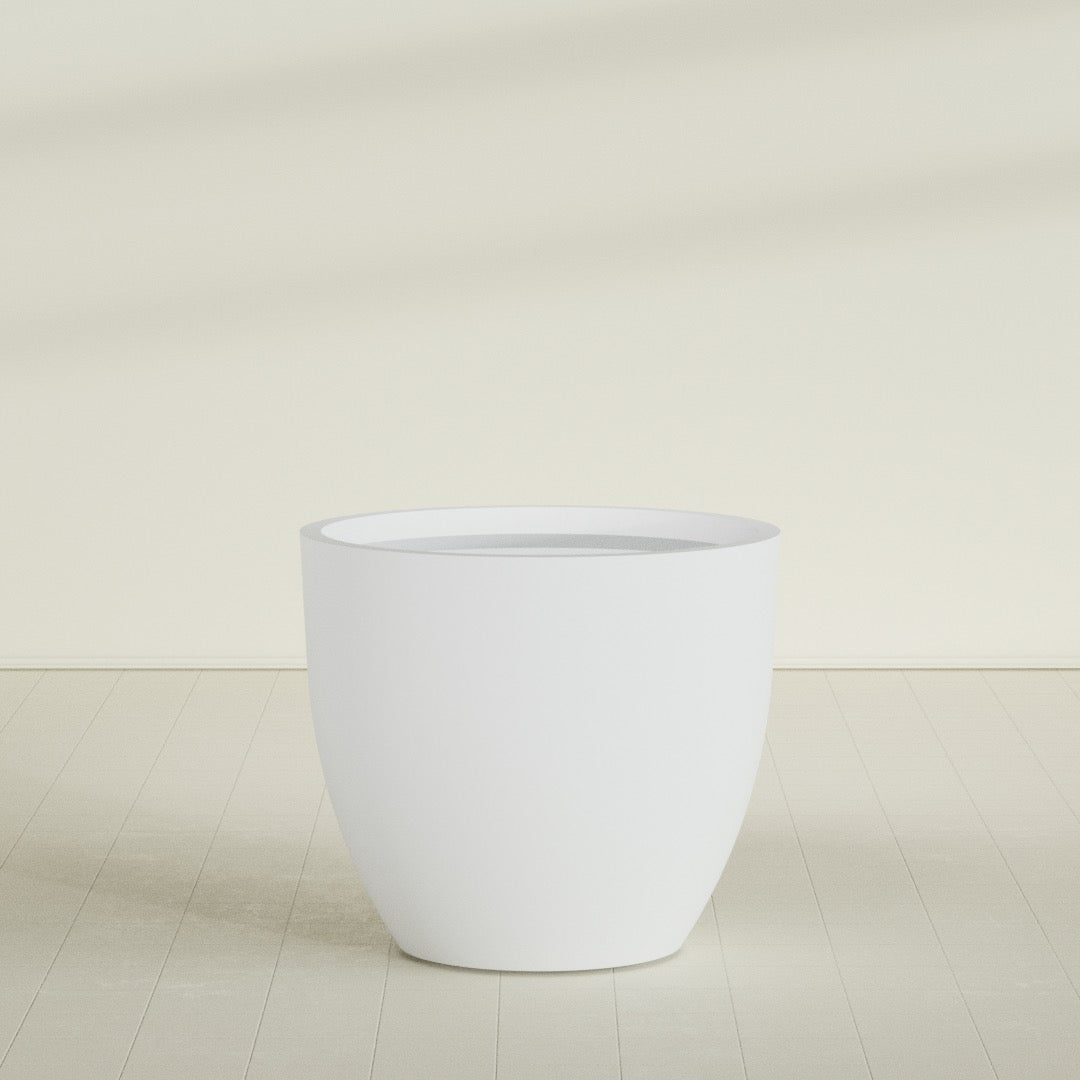 Wannsee Extra Large Round Fiberglass Planter - 50 in x 50 in x 44 in - Gloss White - Gloss White,50 in x 50 in x 44 in