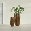 San Jose Large Tall Round Fluted Fiberglass Planter - 16 in x 16 in x 30 in - Metallic Bronze - Metallic Bronze,16 in x 16 in x 30 in