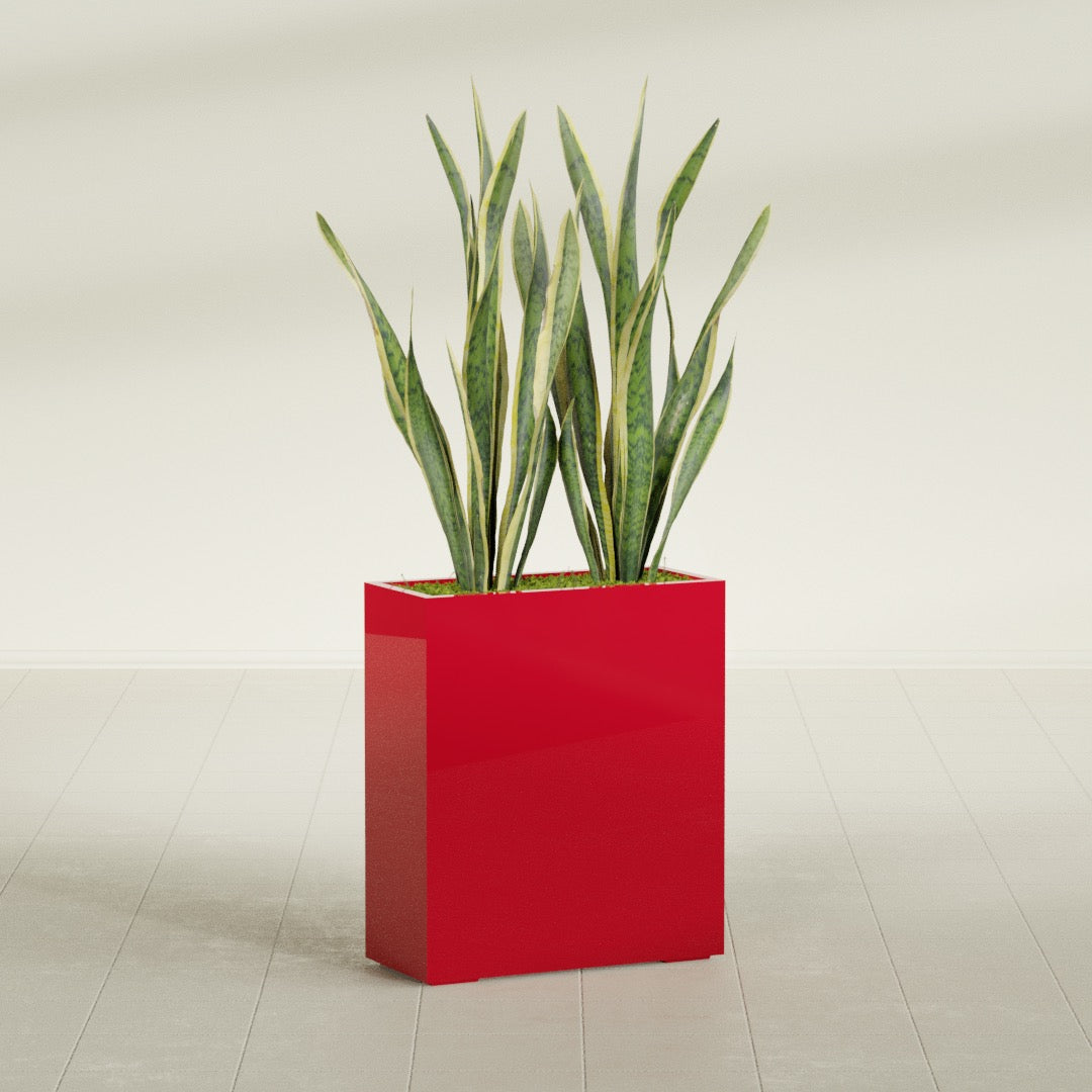 Perth Large Tall Rectangle Fiberglass Planter - 36 in x 16 in x 42 in - Gloss Red - Gloss Red,36 in x 16 in x 42 in