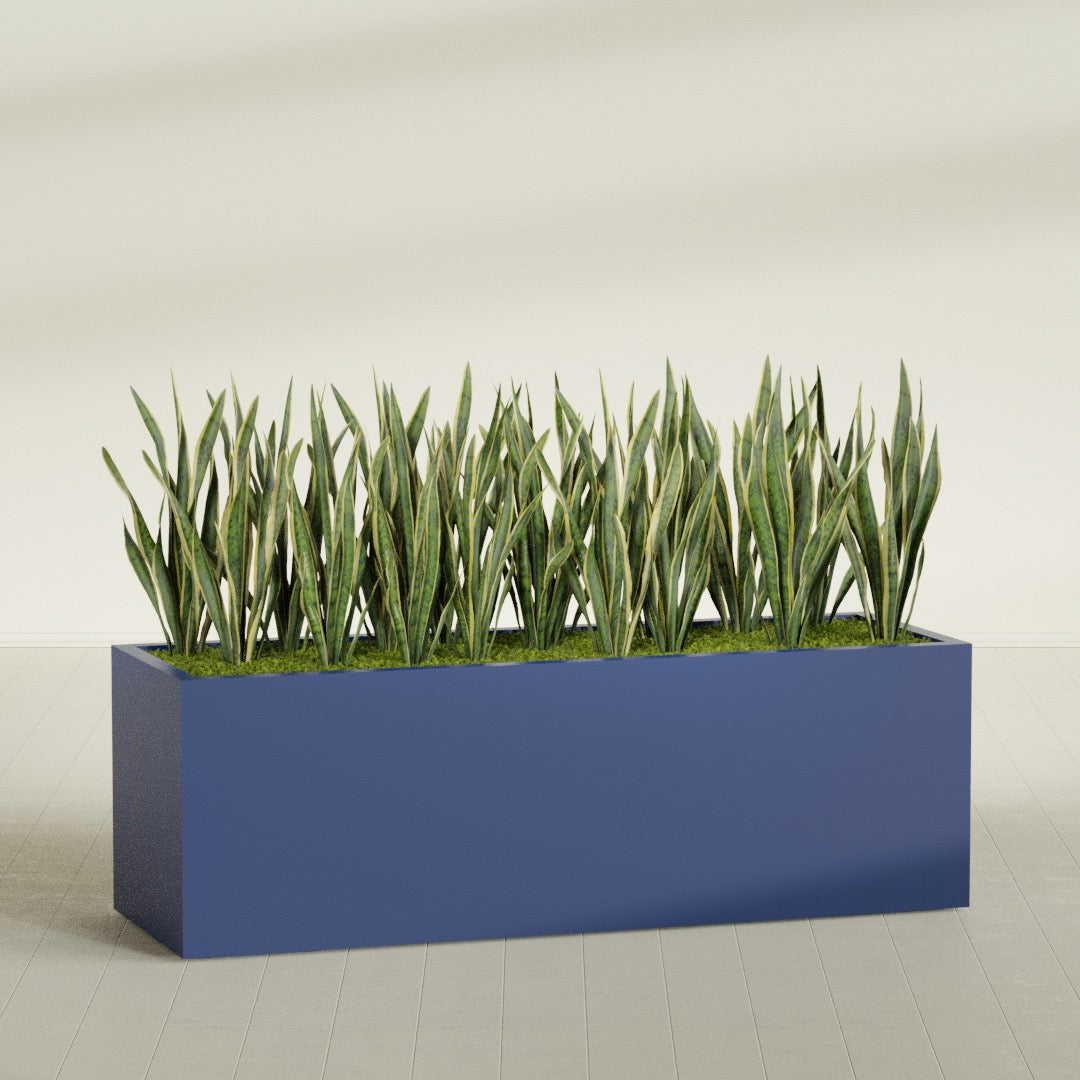 Granada Extra Large Long Rectangle Fiberglass Planter - 72 in x 24 in x 24 in - Matte Cobalt Blue - Matte Cobalt Blue,72 in x 24 in x 24 in
