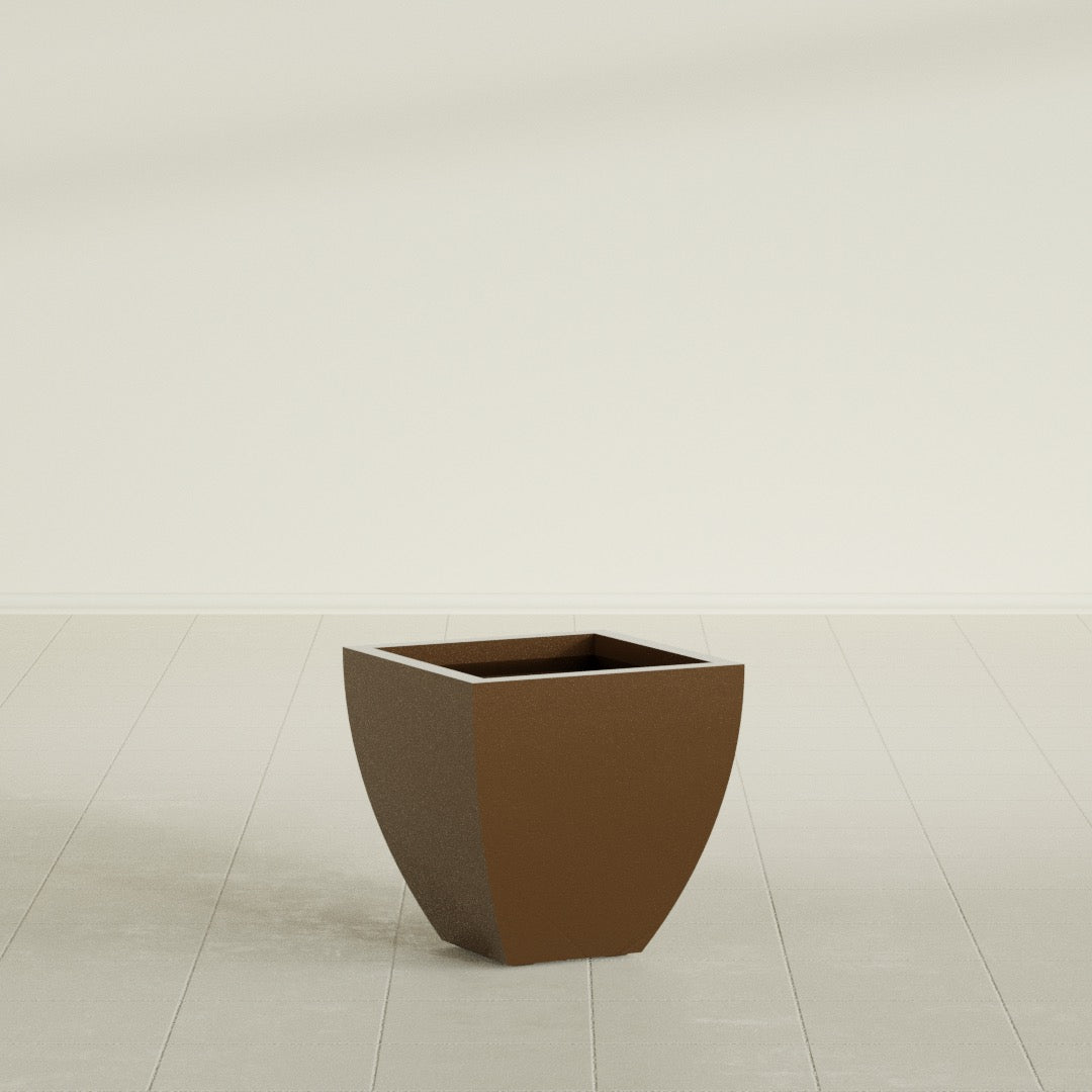 Lima Small Tapered Square Fiberglass Planter - 16 in x 16 in x 16 in - Metallic Bronze - Metallic Bronze,16 in x 16 in x 16 in