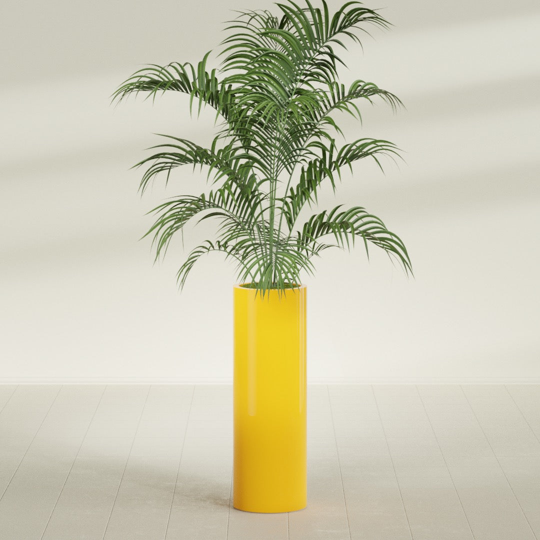 Corry Large Tall Cylinder Fiberglass Planter - 12 in x 12 in x 36 in - Gloss Saffron - Gloss Saffron,30 in x 30 in x 32 in