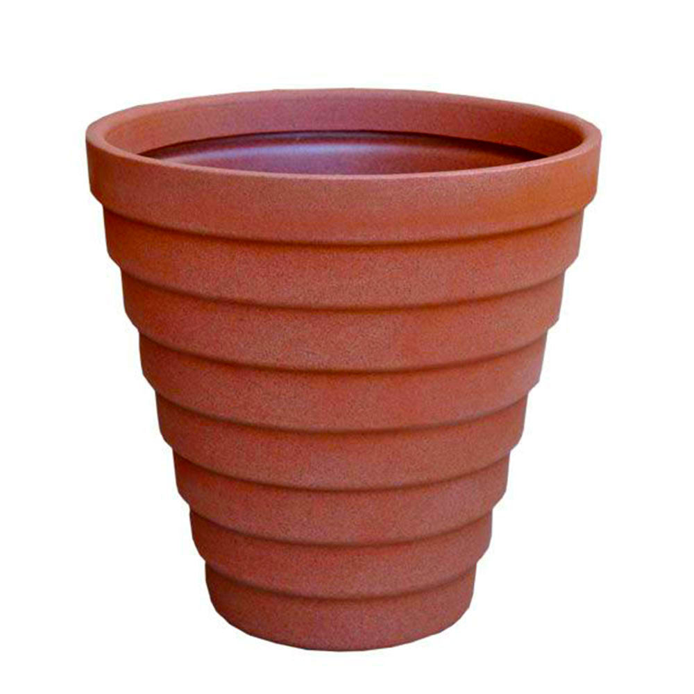 Curbside Gradino Round Plastic Planter - 28.1 in x 28.1 in x 28 in - Red Brick - Red Brick,28.1 in x 28.1 in x 28 in