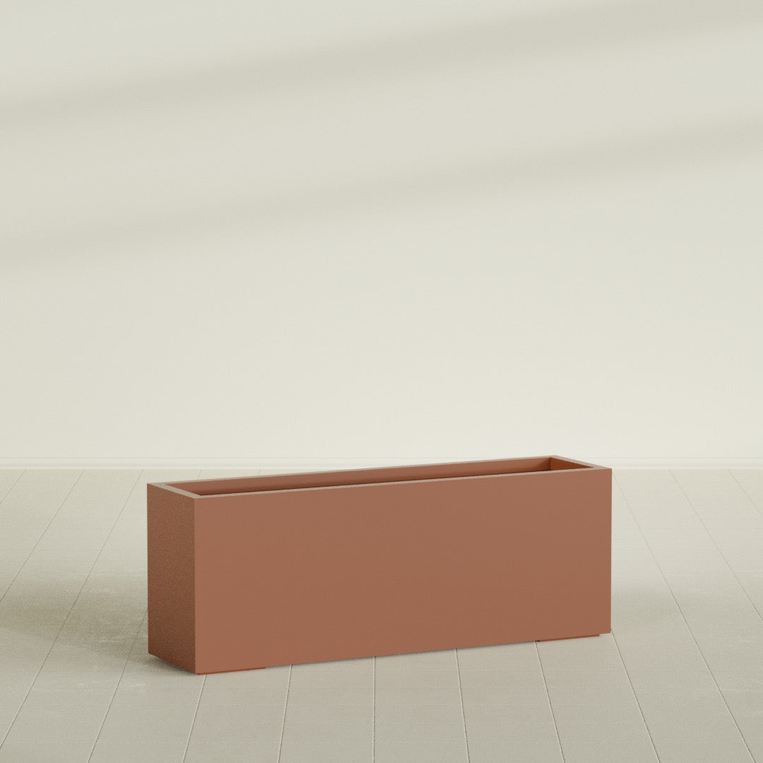 Miami Extra Large Narrow Rectangle Fiberglass Planter - 48 in x 12 in x 18 in - Matte Terracotta - Matte Terracotta,48 in x 12 in x 18 in