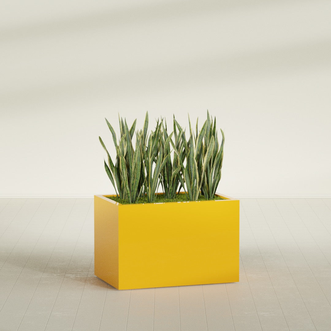 Granada Large Rectangle Fiberglass Planter - 36 in x 24 in x 24 in - Gloss Saffron - Gloss Saffron,36 in x 24 in x 24 in