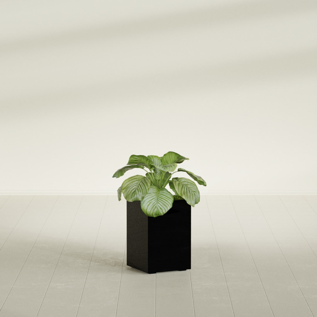 Miami Small Rectangle Fiberglass Planter - 12 in x 12 in x 18 in - Gloss Black - Gloss Black,12 in x 12 in x 18 in