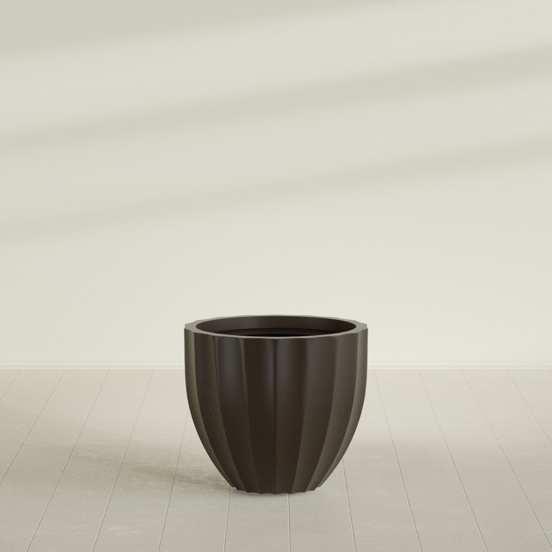 Santa Barbara Medium Round Fiberglass Planter - 23 in x 23 in x 20.3 in - Matte Brown - Matte Brown,23 in x 23 in x 20 in