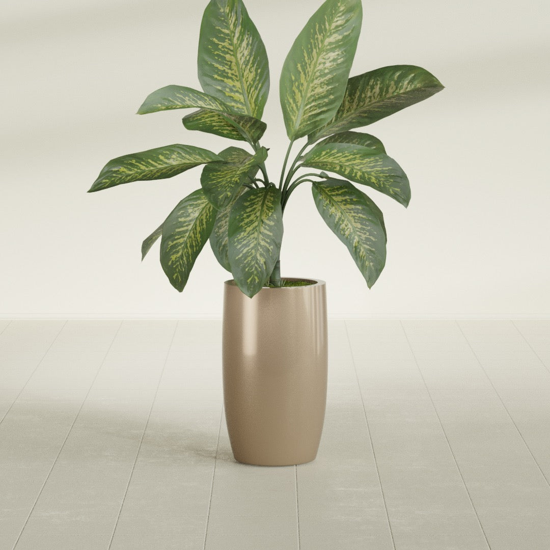 Lisbon Medium Round Fiberglass Planter - 14 in x 14 in x 25 in - Metallic Gold - Metallic Gold,14 in x 14 in x 25 in