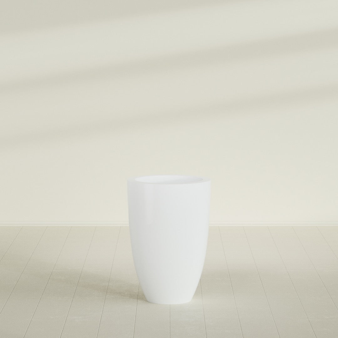 Brannan Large Round Fiberglass Planter - 24 in x 24 in x 35 in - Matte White - Matte White,24 in x 24 in x 35 in