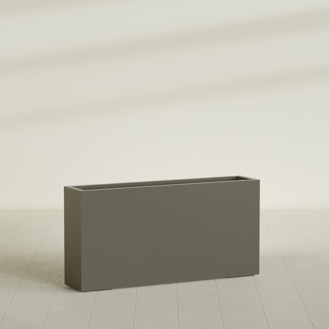 Milano Extra Large Narrow Rectangle Fiberglass Planter - 48 in x 10 in x 24 in - Matte Bronze - Matte Bronze,48 in x 10 in x 24 in