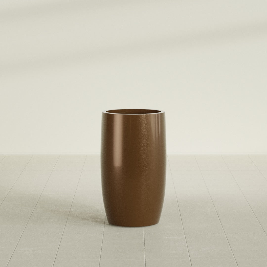 Lisbon Large Round Fiberglass Planter - 18 in x 18 in x 32 in - Metallic Bronze - Metallic Bronze,18 in x 18 in x 32 in