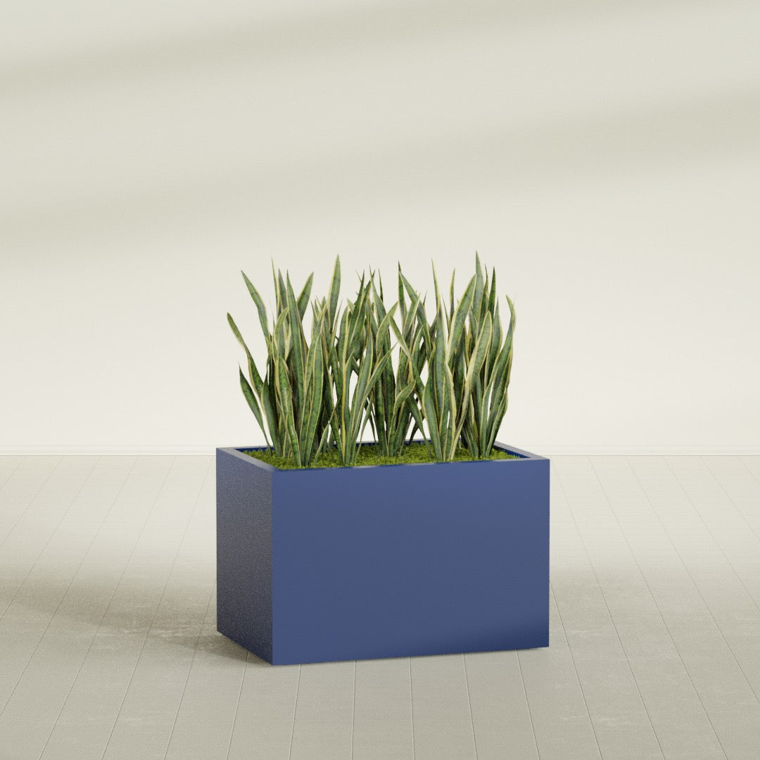 Granada Large Rectangle Fiberglass Planter - 36 in x 24 in x 24 in - Matte Cobalt Blue - Matte Cobalt Blue,36 in x 24 in x 24 in