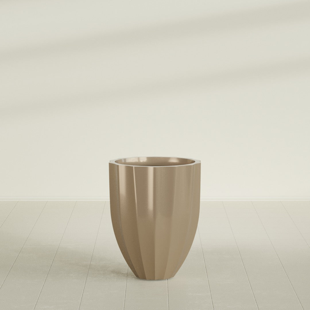 Alicante Medium Round Fiberglass Planter - 22 in x 22 in x 27 in - Metallic Gold - Metallic Gold,22 in x 22 in x 27 in