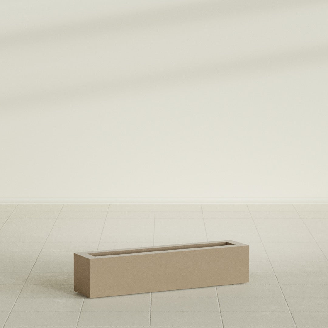 Salon Large Tall Rectangle Fiberglass Planter - 36 in x 8 in x 8 in - Metallic Gold - Metallic Gold,36 in x 8 in x 8 in
