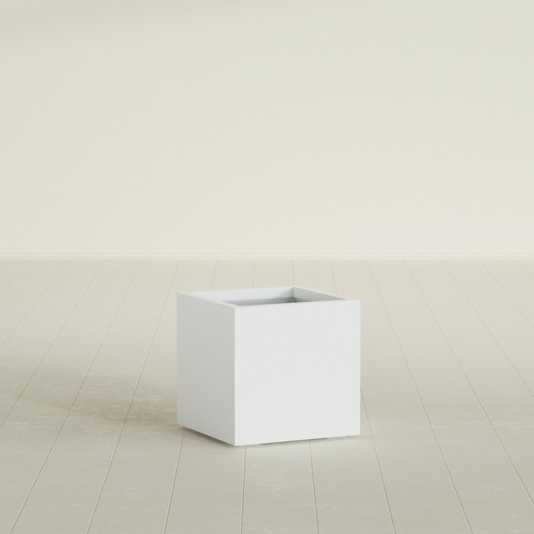 Montroy Medium Cube Square Fiberglass Planter - 20 in x 20 in x 20 in - Matte White - Matte White,20 in x 20 in x 20 in