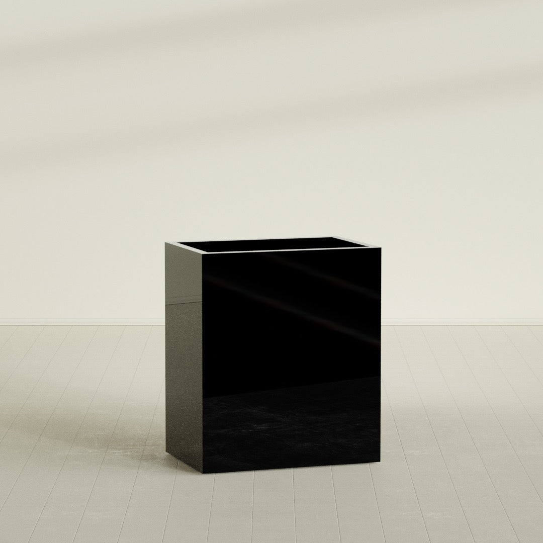 Darwin Large Rectangle Fiberglass Planter - 36 in x 24 in x 42 in - Gloss Black - Gloss Black,36 in x 24 in x 42 in
