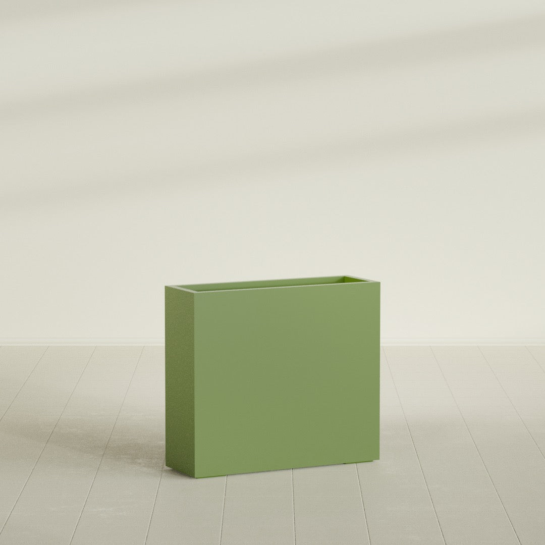 Delray Large Tall Rectangle Fiberglass Planter - 36 in x 12 in x 32 in - Satin Green - Satin Green,36 in x 12 in x 32 in