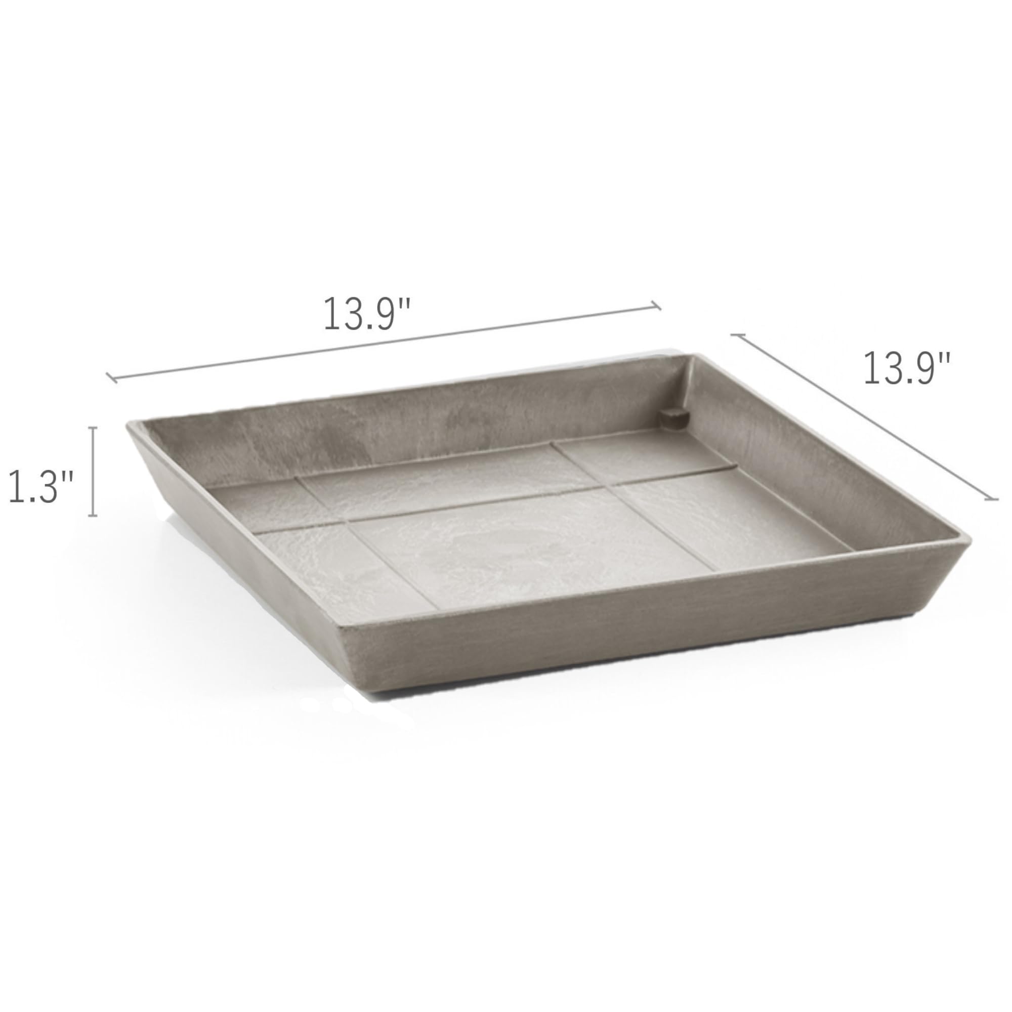 Small Square Saucer - 14 in x 14 in x 1.5 in - Taupe - Taupe,14 in x 14 in x 1.5 in