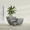 Lima Medium Tapered Square Fiberglass Planter - 24 in x 24 in x 24 in - Metallic Gunmetal - Metallic Gunmetal,24 in x 24 in x 24 in
