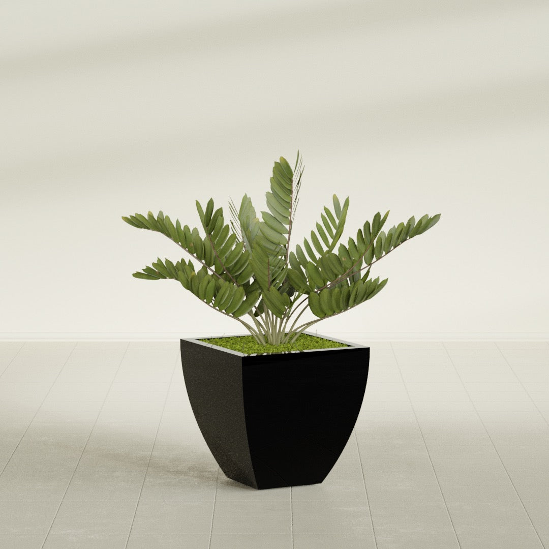 Lima Medium Tapered Square Fiberglass Planter - 20 in x 20 in x 20 in - Gloss Black - Gloss Black,20 in x 20 in x 20 in