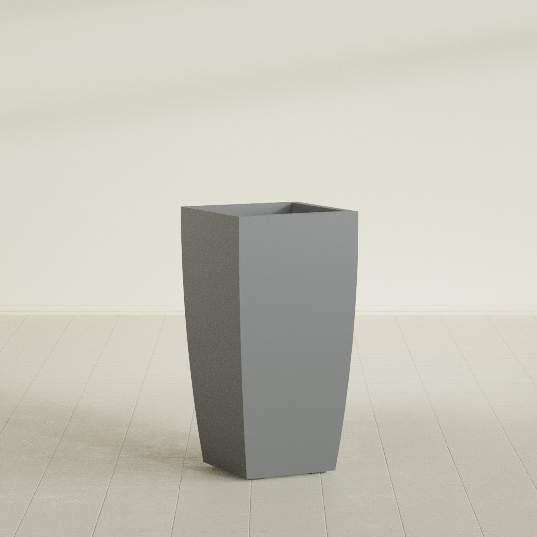 Toulan Large Tall Tapered Square Fiberglass Planter - 18 in x 18 in x 36 in - Metallic Gunmetal - Metallic Gunmetal,18 in x 18 in x 36 in