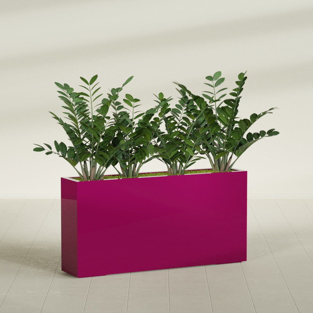 Milano Extra Large Narrow Rectangle Fiberglass Planter - 48 in x 10 in x 24 in - Gloss Eggplant - Gloss Eggplant,48 in x 10 in x 24 in