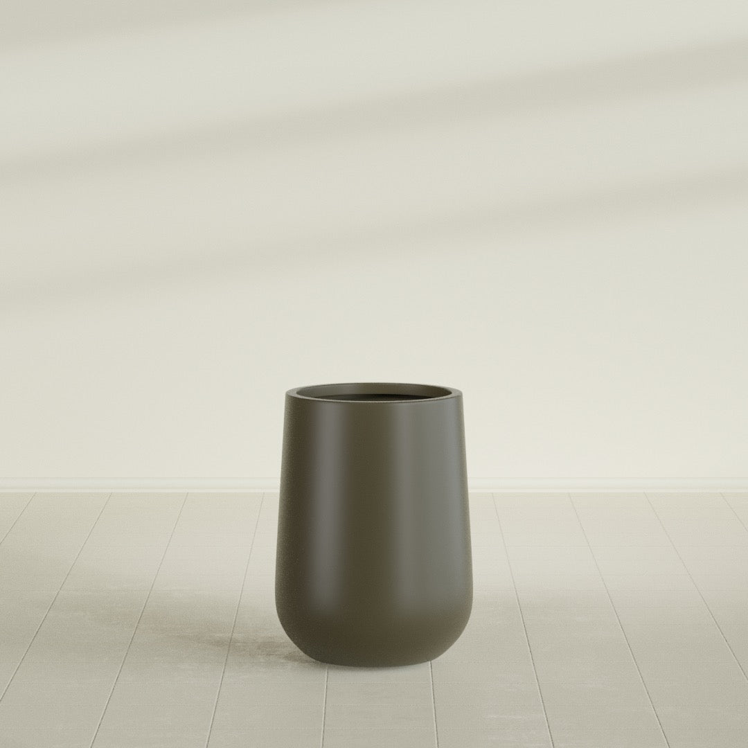 Tall Hayden Medium Round Fiberglass Planter - 15 in x 15 in x 23 in - Matte Bronze - Matte Bronze,15 in x 15 in x 23 in