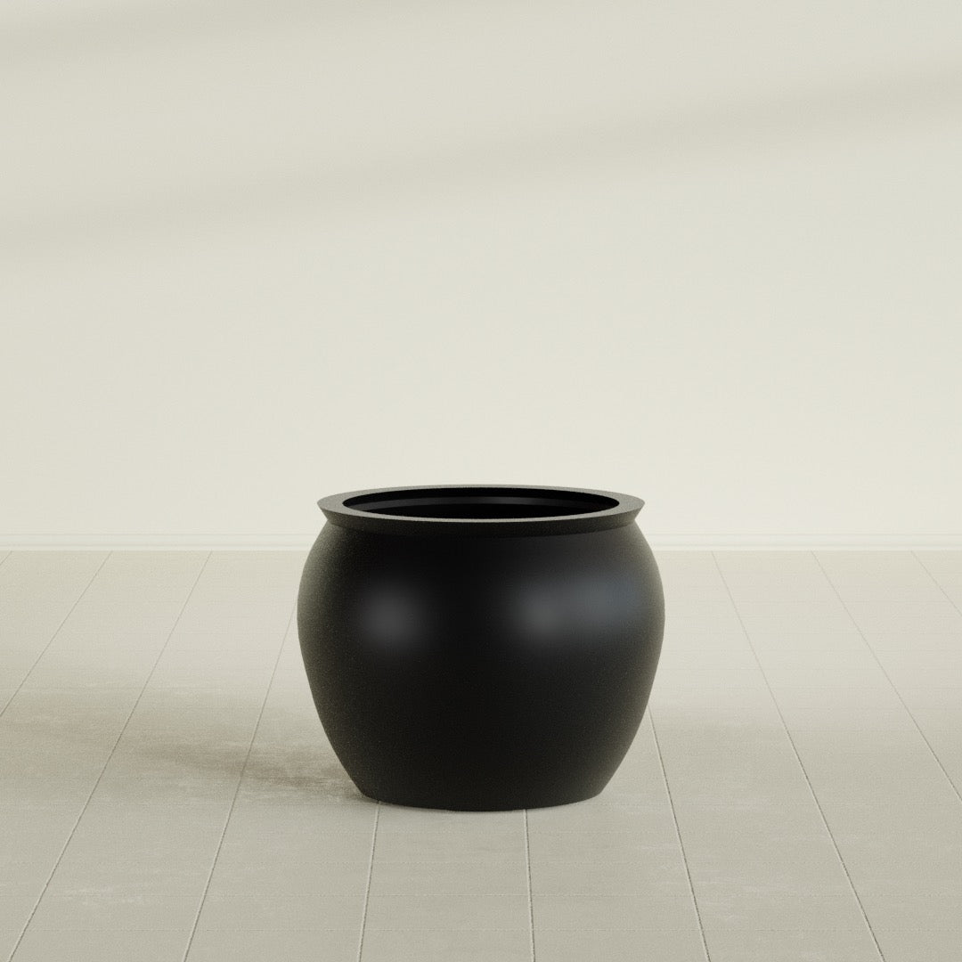 Fishbowl Medium Round Fiberglass Planter - 21.5 in x 21.5 in x 19 in - Matte Black - Matte Black,21.5 in x 21.5 in x 19 in