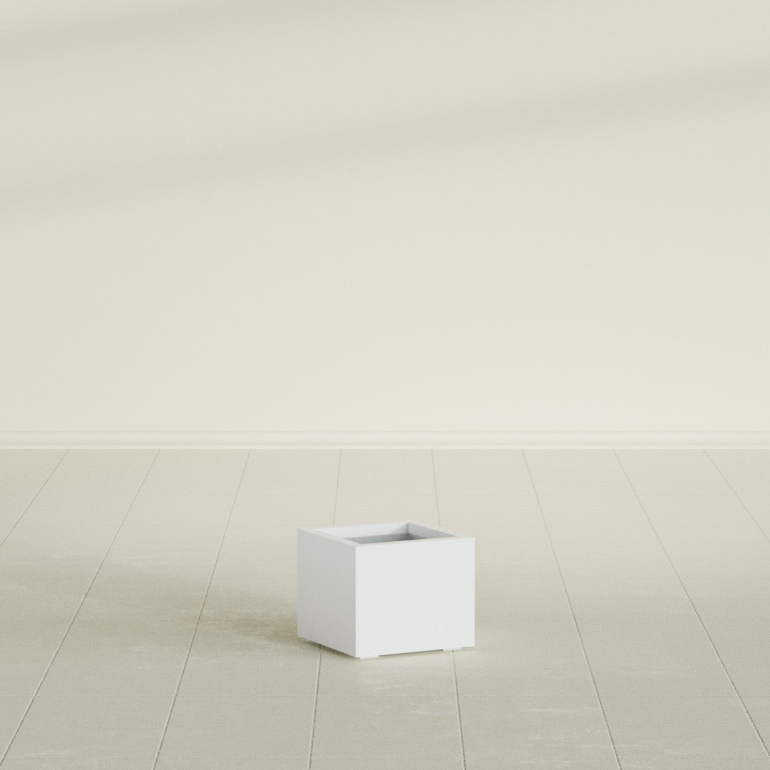 Cuba Small Fiberglass Column Planter - 14 in x 14 in x 12 in - Matte White - Matte White,14 in x 14 in x 12 in