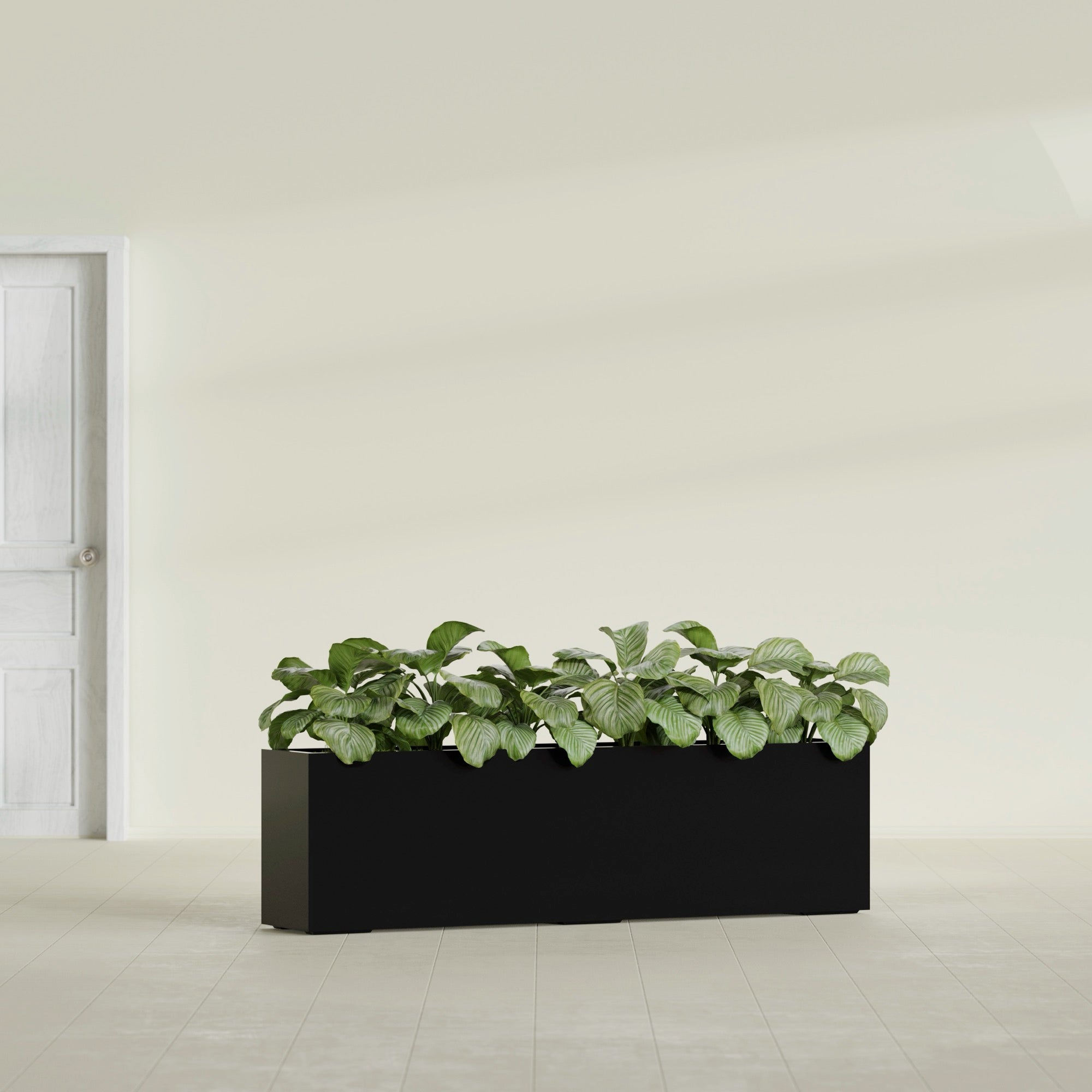 Hudson Extra Large Long Rectangle Fiberglass Planter - 100 in x 18 in x 28 in - Gloss Black - Gloss Black,100 in x 18 in x 28 in