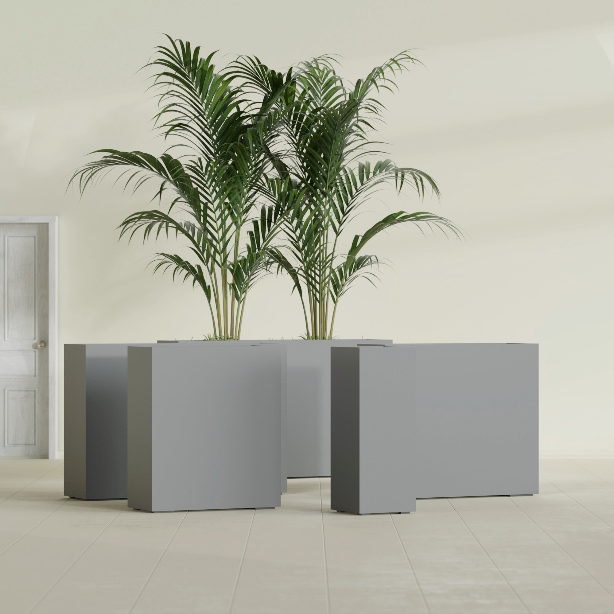 Perth Large Tall Rectangle Fiberglass Planter - 36 in x 16 in x 42 in - Metallic Gunmetal - Metallic Gunmetal,36 in x 16 in x 42 in