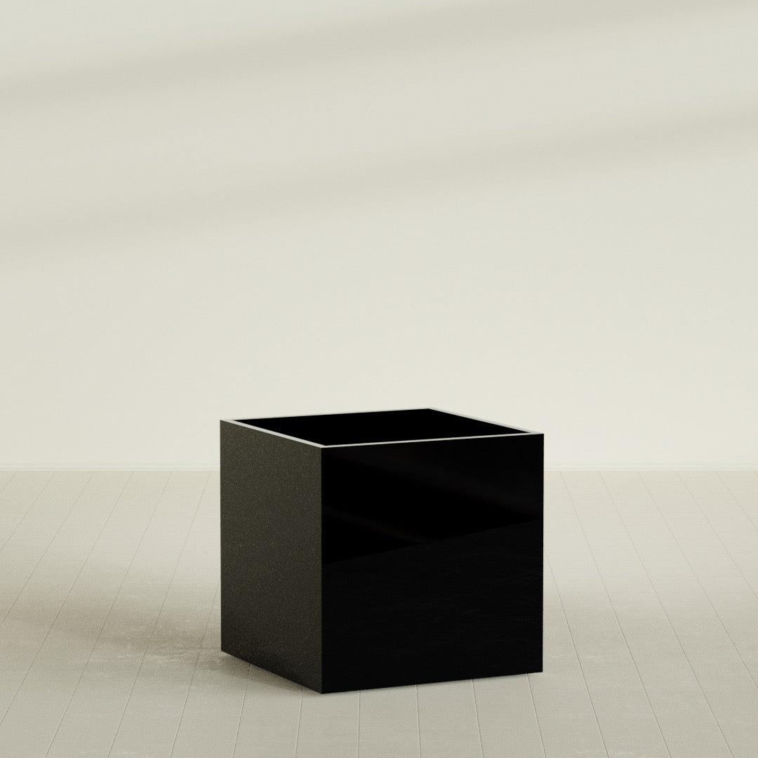 Montroy Large Cube Square Fiberglass Planter - 40 in x 40 in x 40 in - Gloss Black - Gloss Black,40 in x 40 in x 40 in
