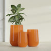 Tall Hayden Medium Round Fiberglass Planter - 12 in x 12 in x 20 in - Gloss Tangerine - Gloss Tangerine,12 in x 12 in x 20 in