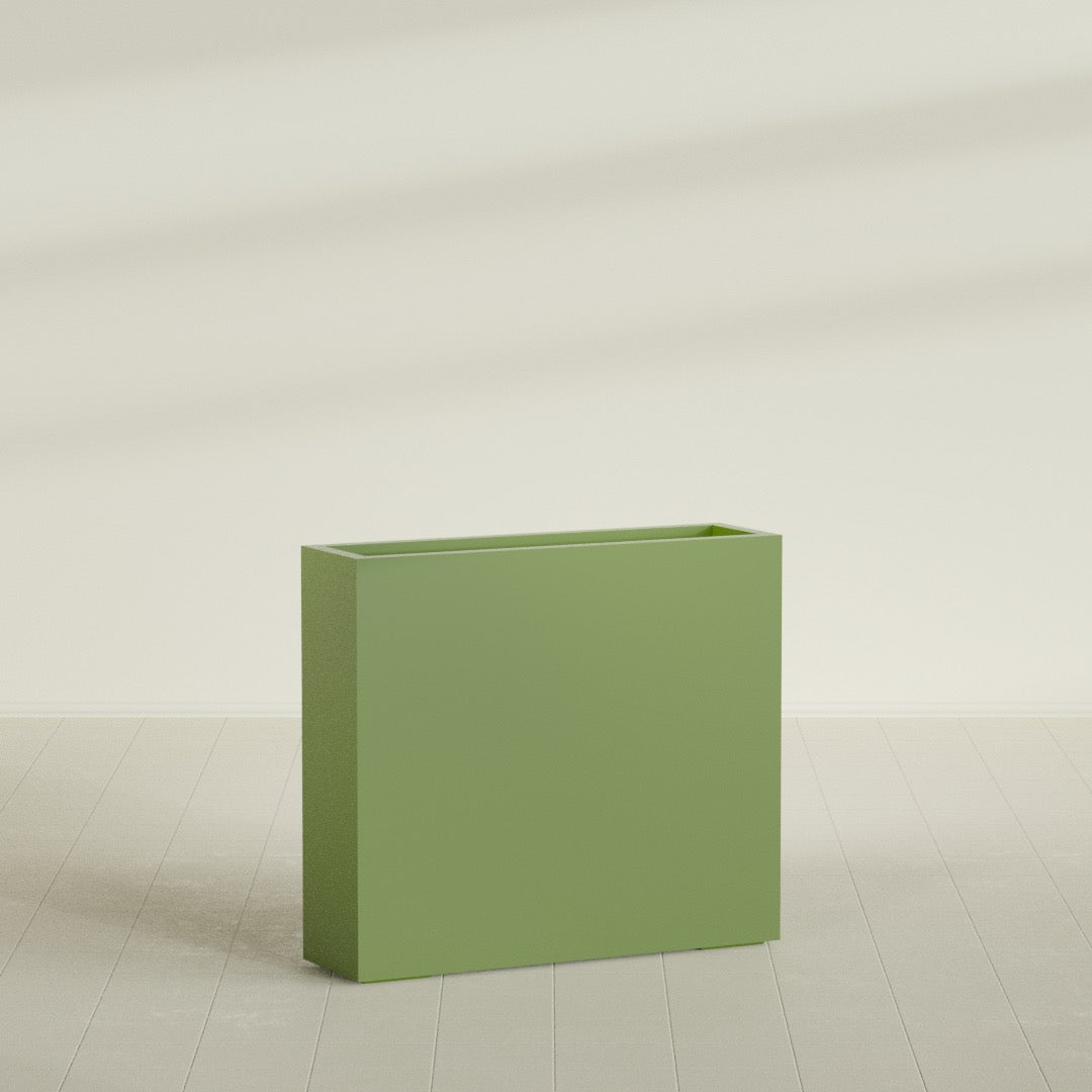 Amesbury Large Narrow Rectangle Fiberglass Planter - 36 in x 10 in x 32 in - Satin Green - Satin Green,36 in x 10 in x 32 in
