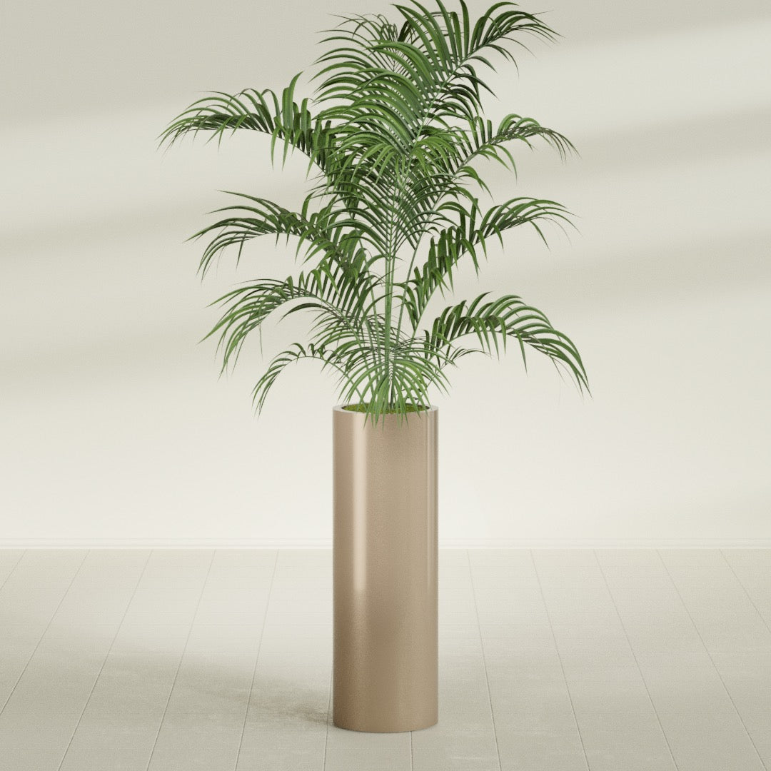 Corry Large Tall Cylinder Fiberglass Planter - 12 in x 12 in x 36 in - Metallic Gold - Metallic Gold,30 in x 30 in x 32 in
