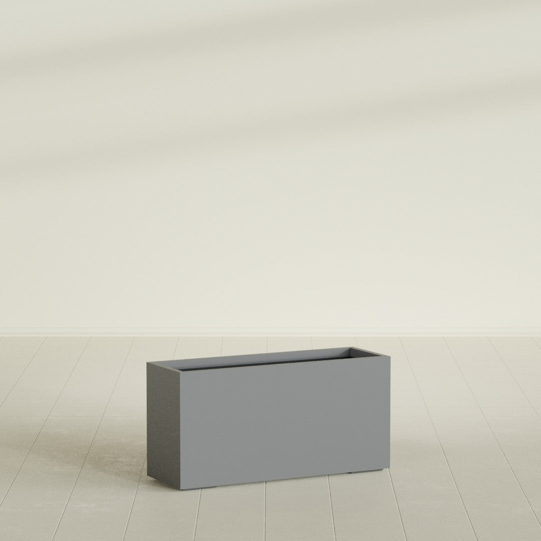 Tolga Extra Large Long Rectangle Fiberglass Planter - 48 in x 16 in x 24 in - Metallic Gunmetal - Metallic Gunmetal,48 in x 16 in x 24 in