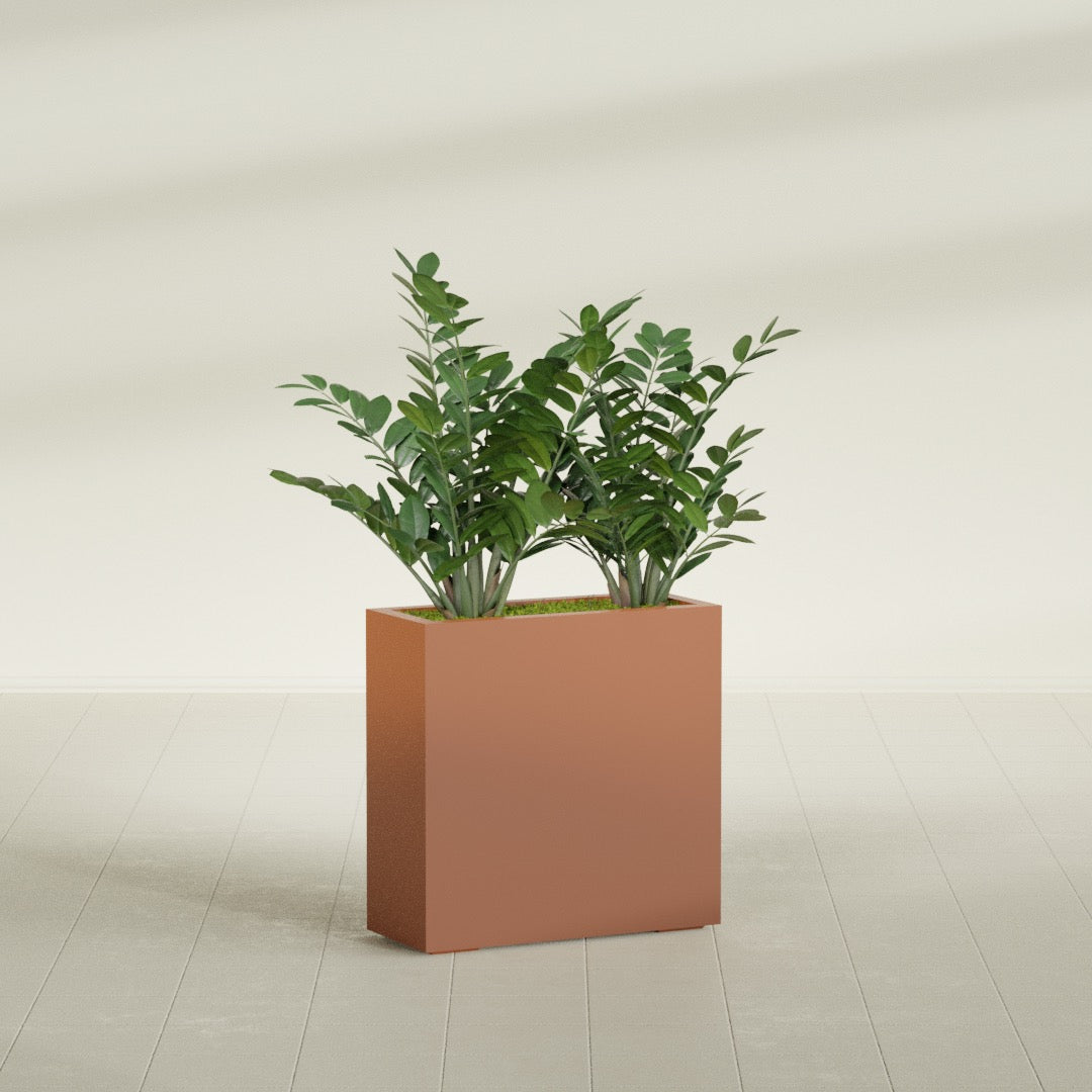 Milano Medium Narrow Rectangle Fiberglass Planter - 24 in x 10 in x 24 in - Matte Terracotta - Matte Terracotta,24 in x 10 in x 24 in