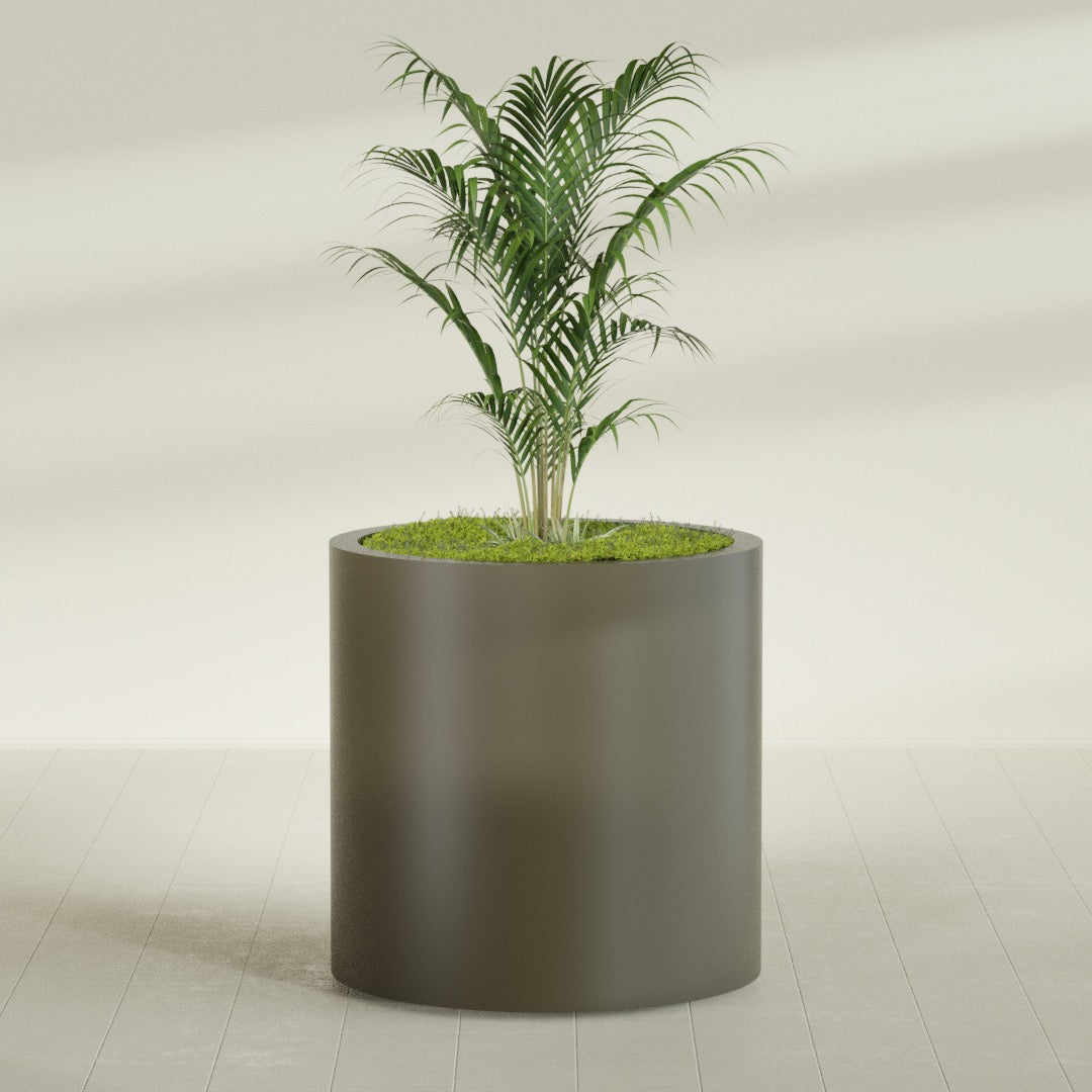 Rio Grande Large Round Fiberglass Planter - 30 in x 30 in x 32 in - Matte Bronze - Matte Bronze,30 in x 30 in x 32 in