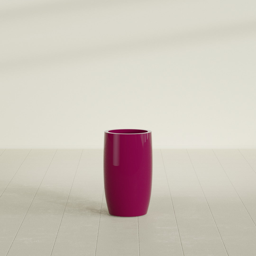 Lisbon Medium Round Fiberglass Planter - 14 in x 14 in x 25 in - Gloss Eggplant - Gloss Eggplant,14 in x 14 in x 25 in