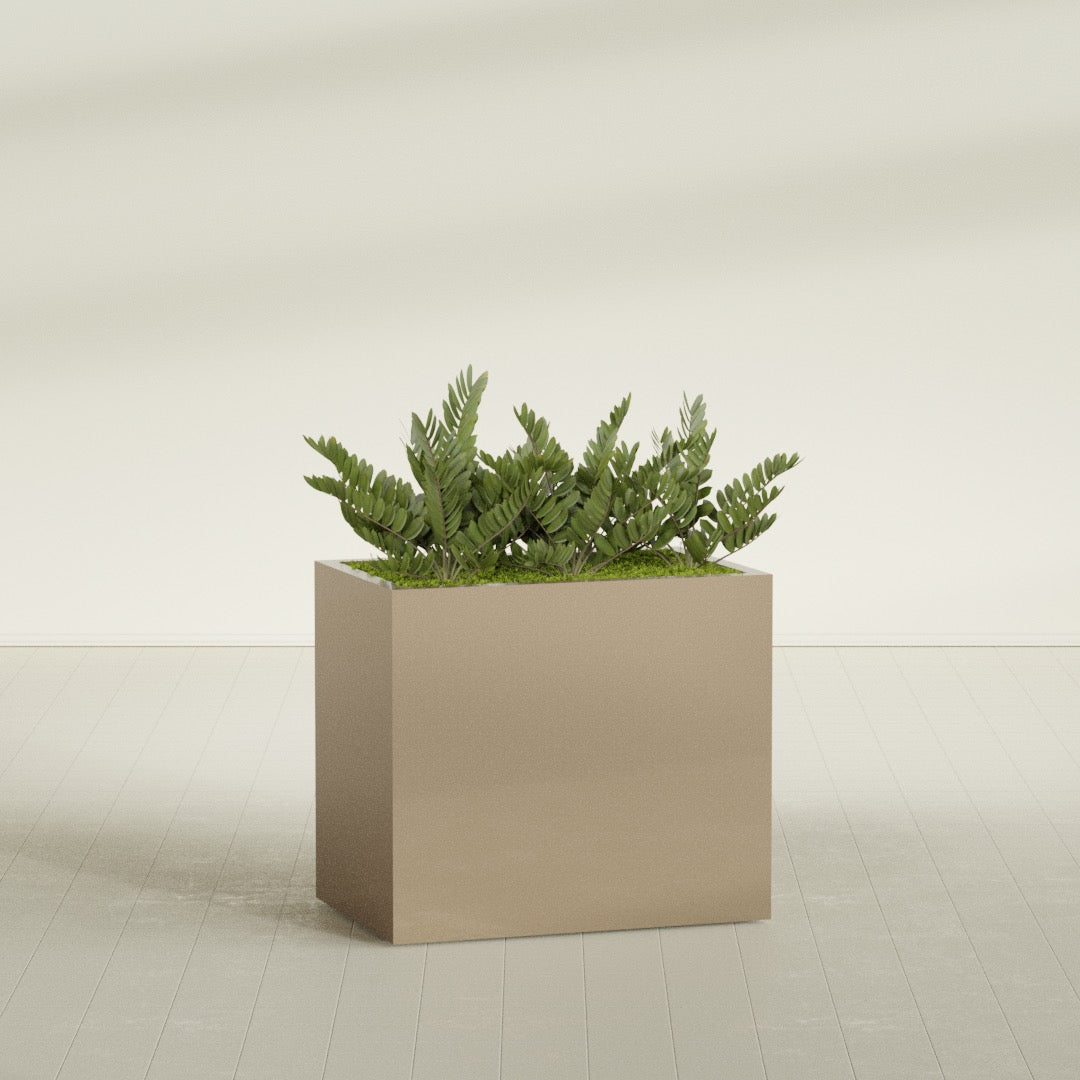 Brisbane Large Rectangle Fiberglass Planter - 36 in x 24 in x 32 in - Metallic Gold - Metallic Gold,36 in x 24 in x 32 in