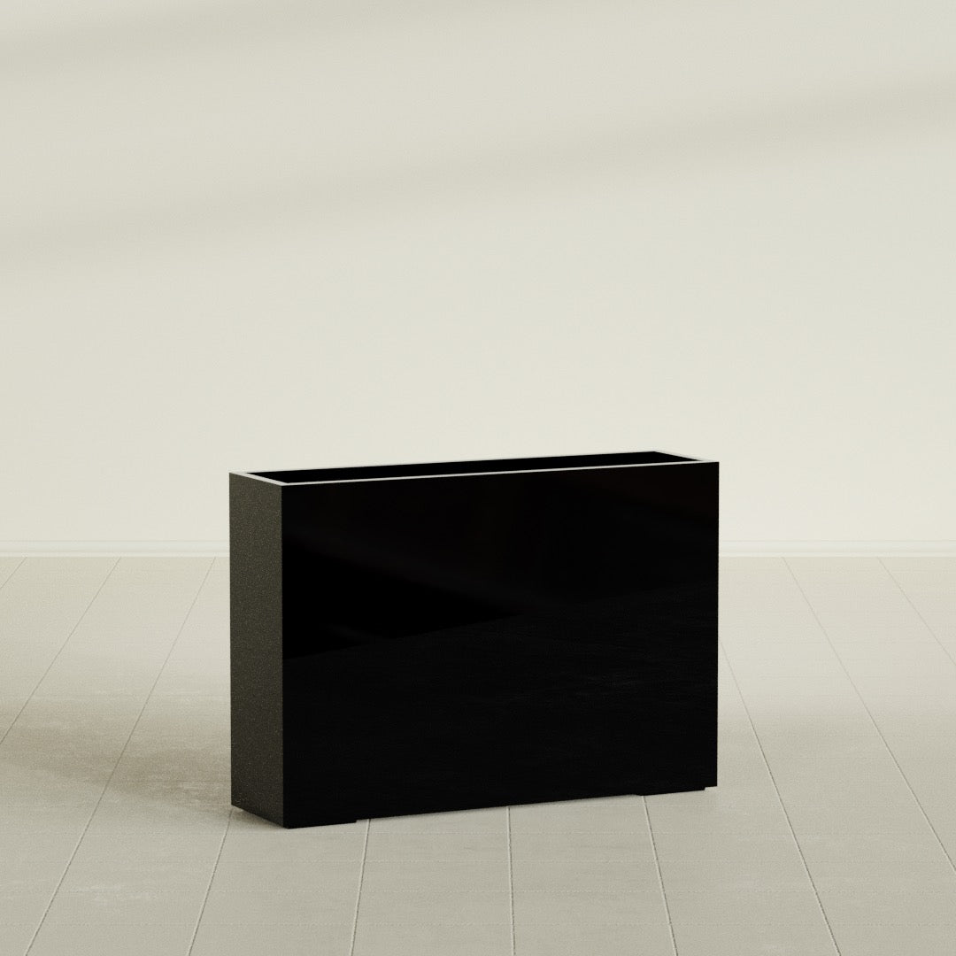 Perth Extra Large Long Rectangle Fiberglass Planter - 60 in x 16 in x 42 in - Gloss Black - Gloss Black,60 in x 16 in x 42 in