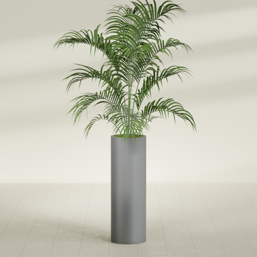 Corry Large Tall Cylinder Fiberglass Planter - 12 in x 12 in x 36 in - Metallic Gunmetal - Metallic Gunmetal,30 in x 30 in x 32 in